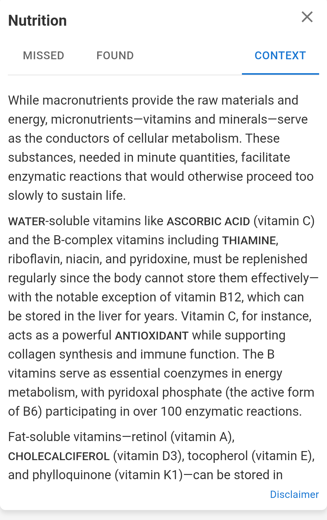 Treadlet — Nutrition context